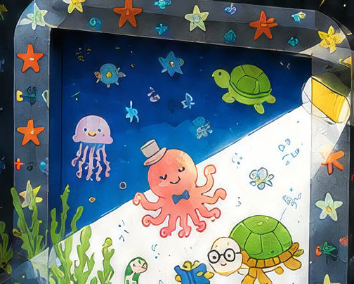 海の中をのぞける探検窓を作ります。小さなお子さまも歓迎。