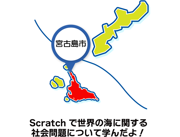 Scratchで世界の海に関する  社会問題について学んだよ！